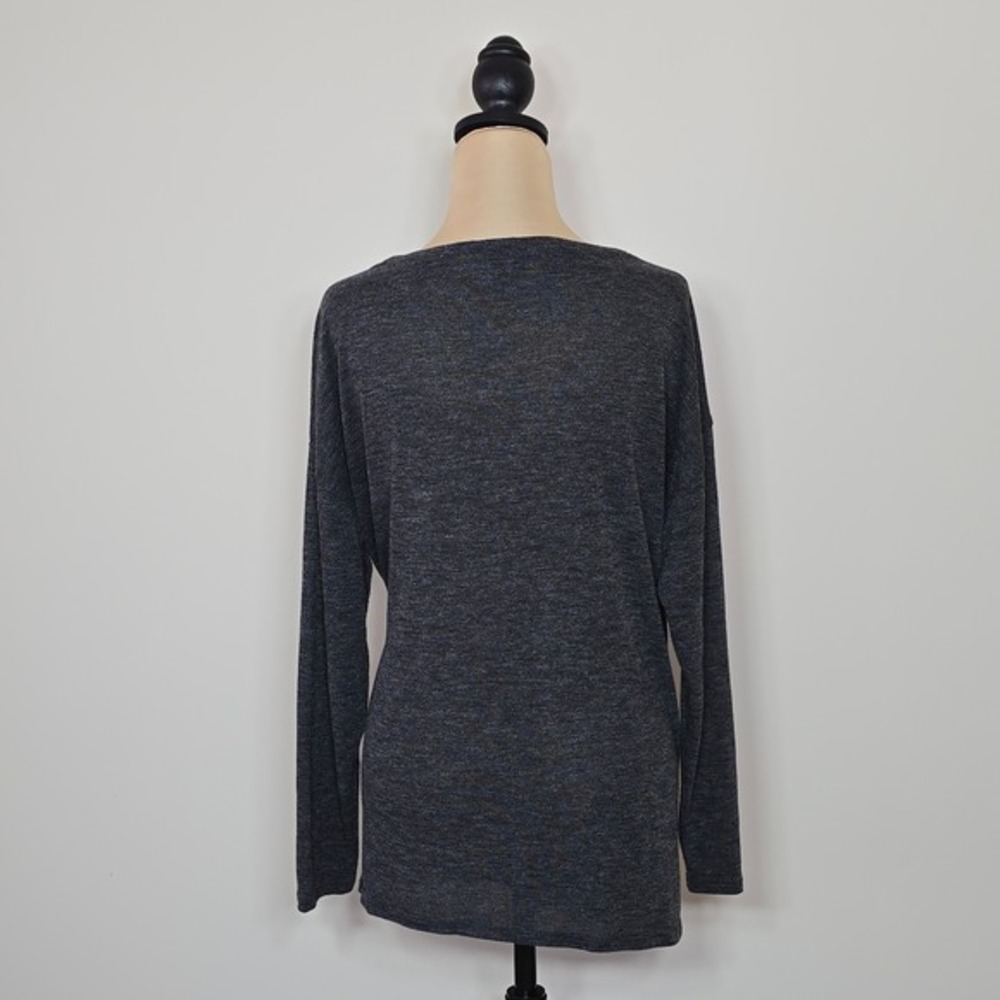 Express‎ Women Charcoal Gray Heathered Long Sleeve Twist Front Tie Tunic Top M - Picture 2 of 7